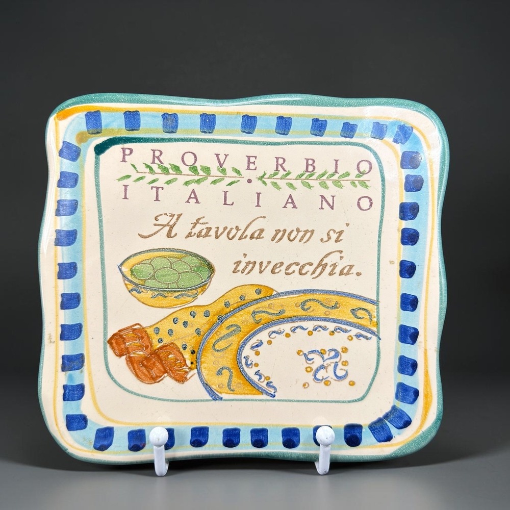 Cerasella Italian Proverb Ceramic Plate Trivet Painted Italy Cortopassi 2007 7in